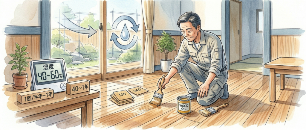 無垢床の補修後のオイルメンテナンスと再発防止策