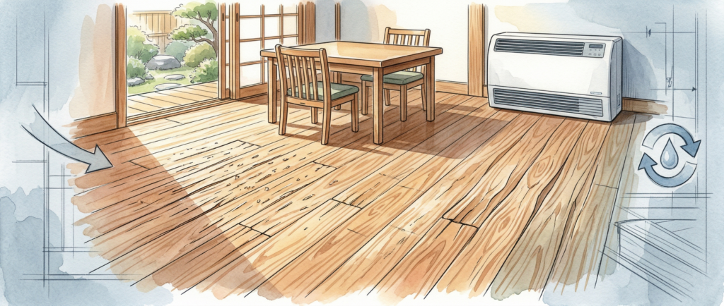 無垢床にささくれができる原因（乾燥・湿度変化・日常的な摩耗）