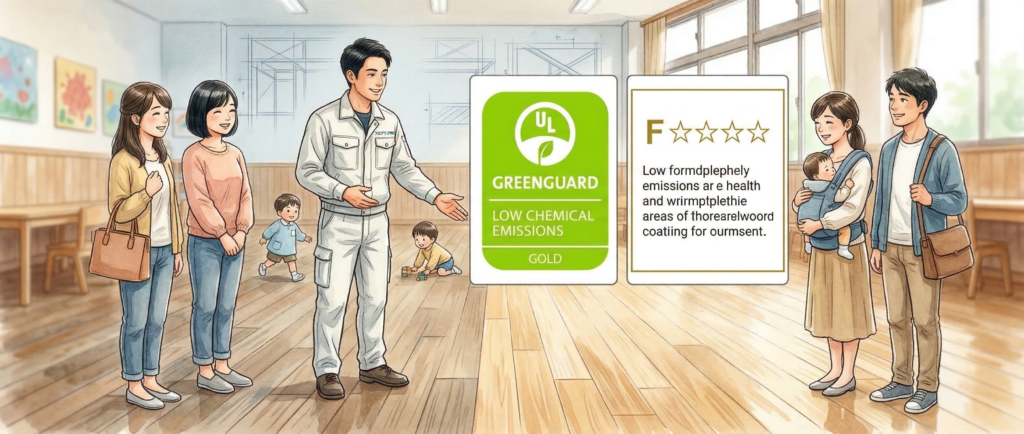 GREENGUARD GOLD認証F☆☆☆☆保育施設安全塗料の認証マーク