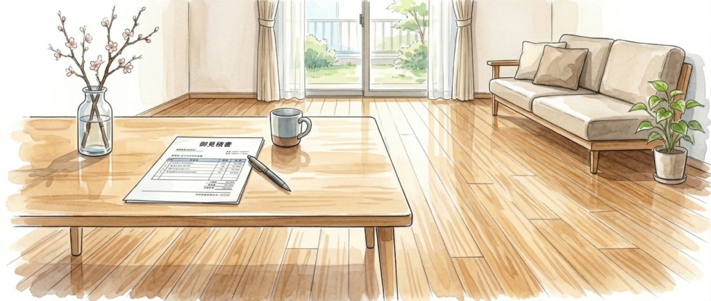 無垢床と突き板フローリングの違い・床研磨の施工可否確認