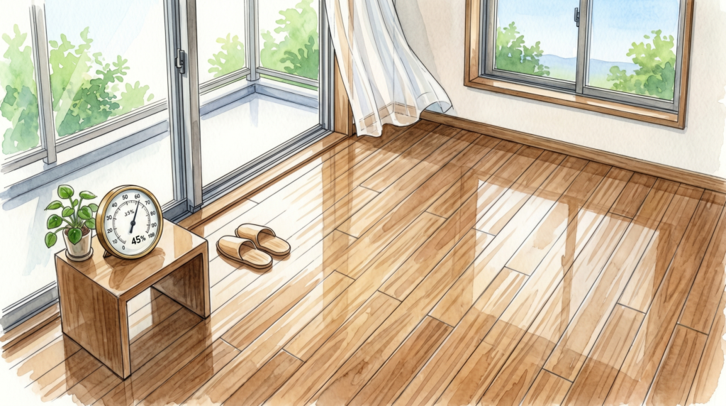 無垢フローリングのカビ再発防止のための湿度管理と換気